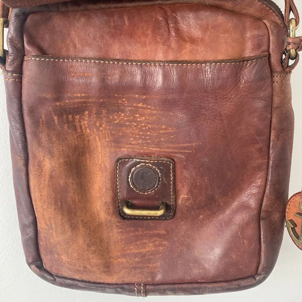 Harbour 2nd: Brown Leather Crossbody Mailer Bag Adjustable Strap Coastal
